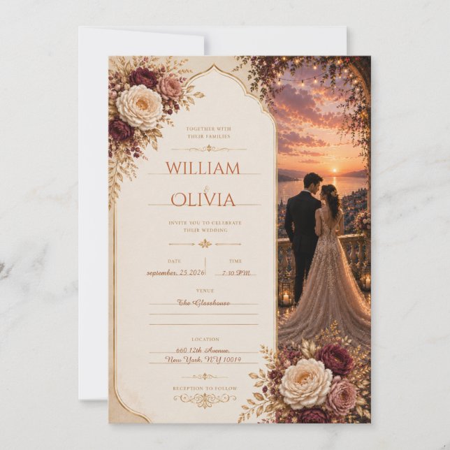 InvitationRomantic Sunset Wedding Invitation (Front)