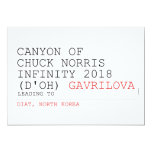 Canyon of chuck norris INFinity 2018 (D'oh)  Invitations