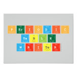 Periodic Table Writer  Invitations 5" X 7" Invitation Card