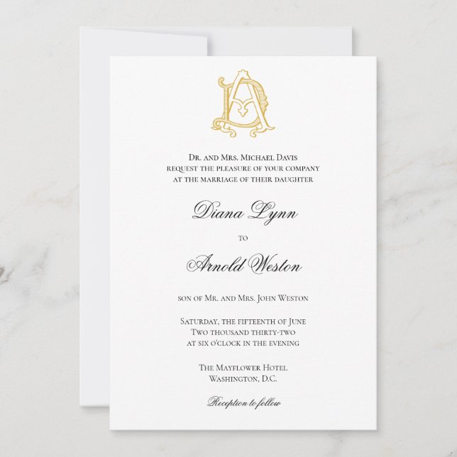 Invitations AD Monogram or DA Monogram (Front)