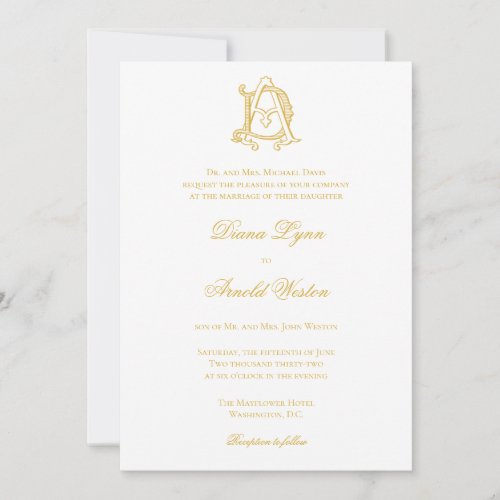 Invitations AD Monogram or DA Monogram