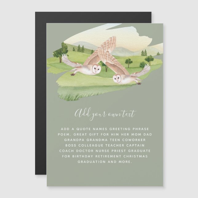 Invitations and Cards featuring OWLS in flight (Front/Back)