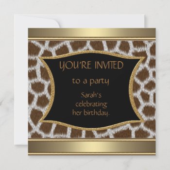 Invitations Announcements Giraffe Gold by Label_That at Zazzle