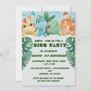 Invitations Birthday 1ST Personalized Dinosaur