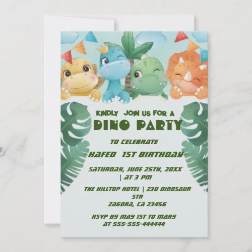 Invitations Birthday 1ST Personalized Dinosaur