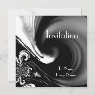 Invitations Black & White Style Abstract Metal 2