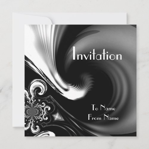 Invitations Black &amp; White Style Abstract Metal 2