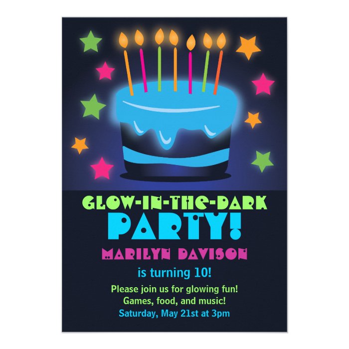 Invitations for Birthday Glow in the Dark Party