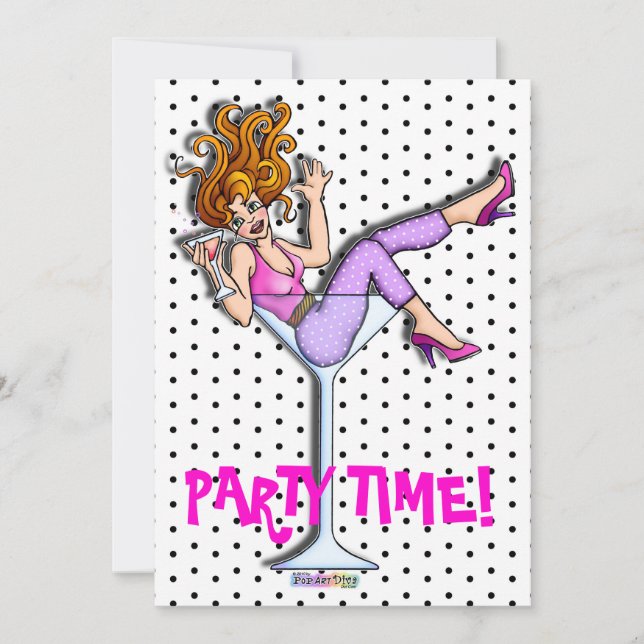 Invitations - Girl in a Martini, Lil' Red (Front)