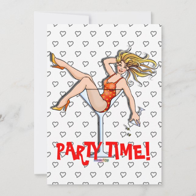Invitations - Girl in a Martini, Olivia (Front)