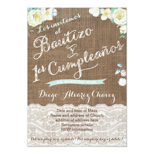 Invitations in Spanish for baby boy Christening