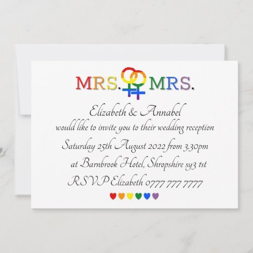  Invitations _ Mrs  Mrs Wedding Invite