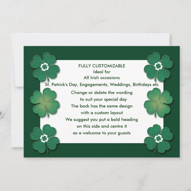 Invitations template - customizable shamrocks (Front)