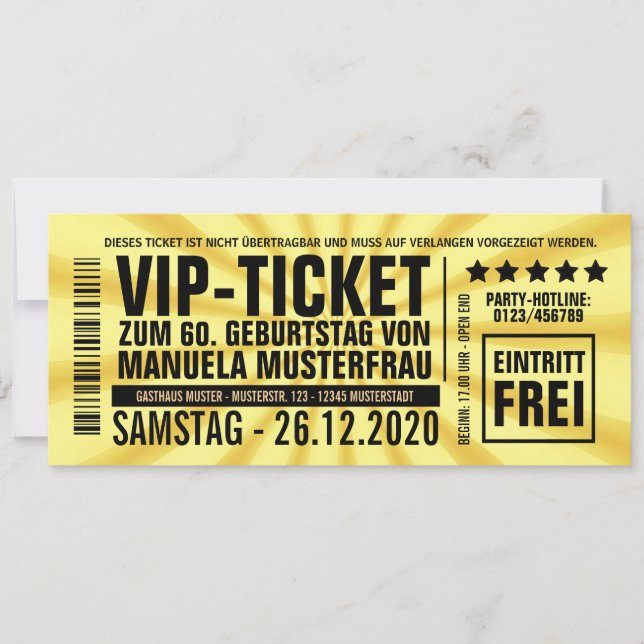 Invitations to the 60th birthday (“VIP”) (Front)