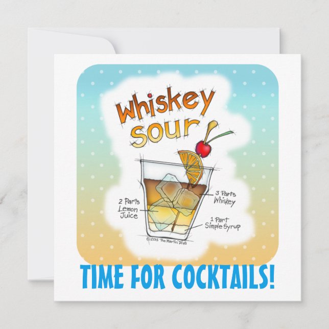 INVITATIONS - WHISKEY SOUR RECIPE COCKTAIL ART (Front)