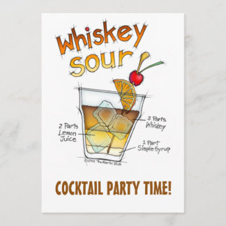 INVITATIONS - WHISKEY SOUR RECIPE COCKTAIL ART