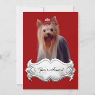 Invitations Yorkshire terrier Puppy Dogs Red