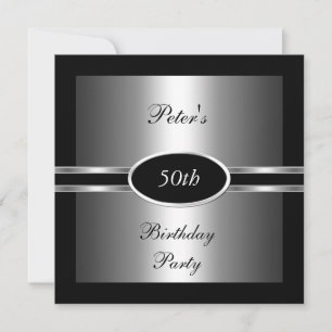 Invite 50th Birthday Party Black Silver