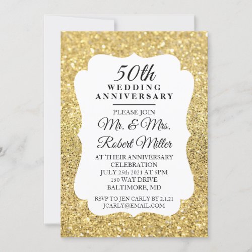 Invite _ 50th Wedding Anniversary Gold Glitter