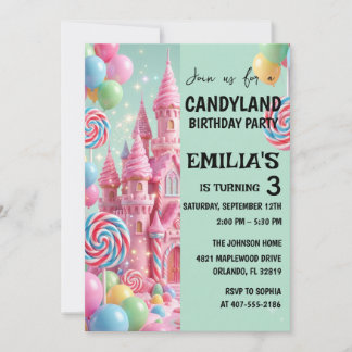 Invite Birthday Candy Land Party Kids