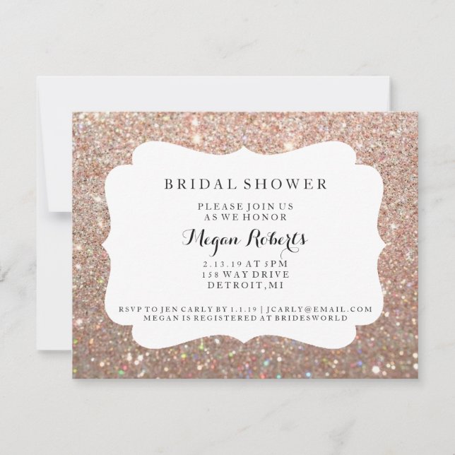 Invite - Bridal Shower Day Fab - Rose Gold Glitter (Front)