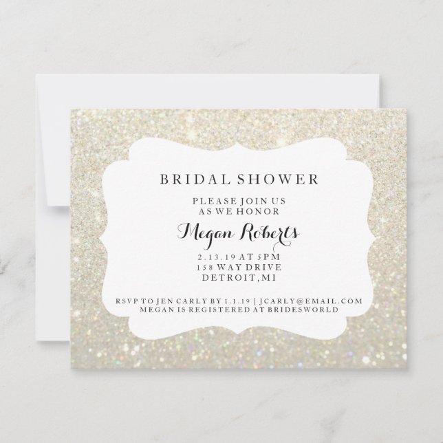 Invite - Bridal Shower Day Fab - White Gold (Front)