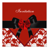 Invite Elegant Classy Red Black White Floral Bow