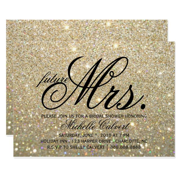 Invite - Gold Glit Fab Future Mrs. Bridal Shower