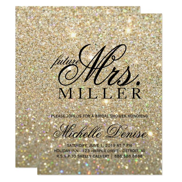 Invite - Gold Glit Fab Future Mrs. Bridal Shower 3