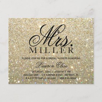 Invite - Gold Glit Fab Mrs. Bridal Shower 2 by Evented at Zazzle
