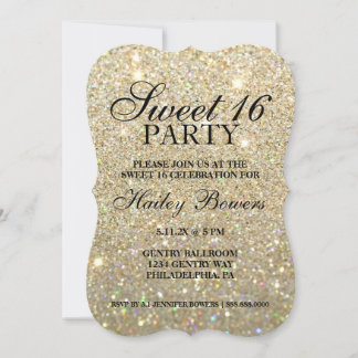 Invite - Gold Glitter Fab Sweet 16