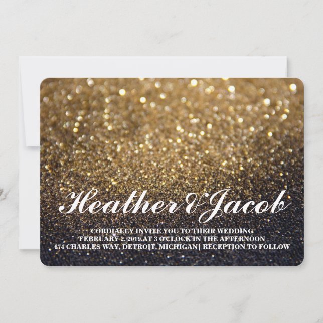 Invite - Gold Lit Nite Fab Wedding (Front)