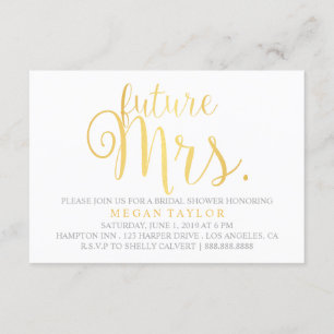 Invite - Golden Script future Mrs. Bridal Shower