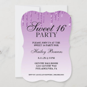 Invite - Lavender Purple Drip Glitter Ombre