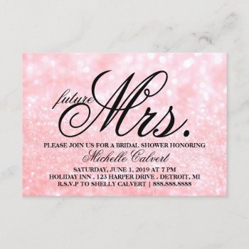 Invite - Lit Pink Glit Bridal Shower Future Mrs. by Evented at Zazzle