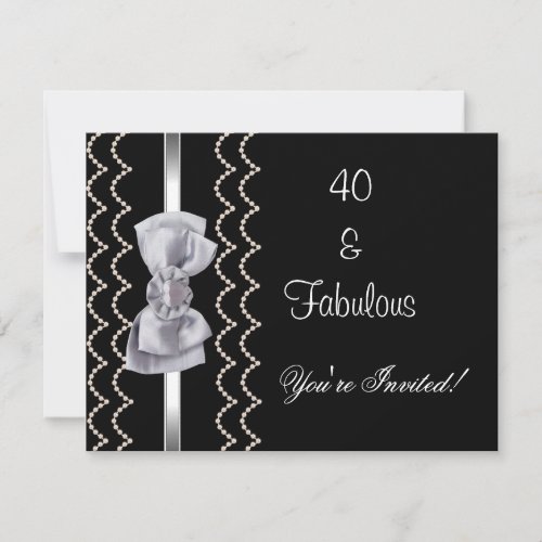 Invite Party Silver Bow Fabulous 40th Black