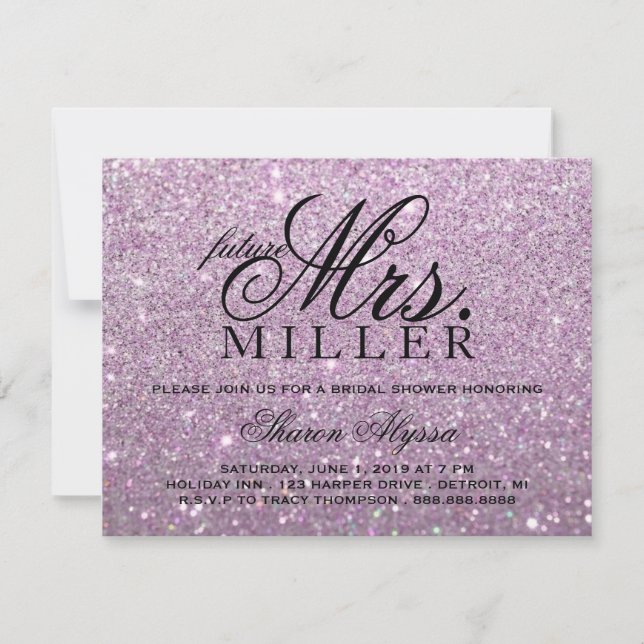 Invite - Purple Glit Future Mrs. Bridal Shower (Front)