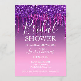 Invite - Purple & Pink Glitter Drip Sweet Sixteen