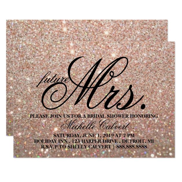 Invite - Rose Gold Glit Bridal Shower Future Mrs.