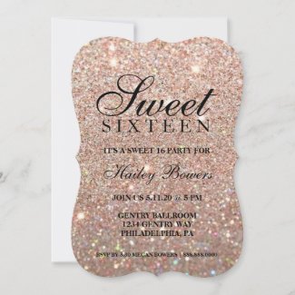 Invite - Rose Gold Glit Fab Sweet Sixteen