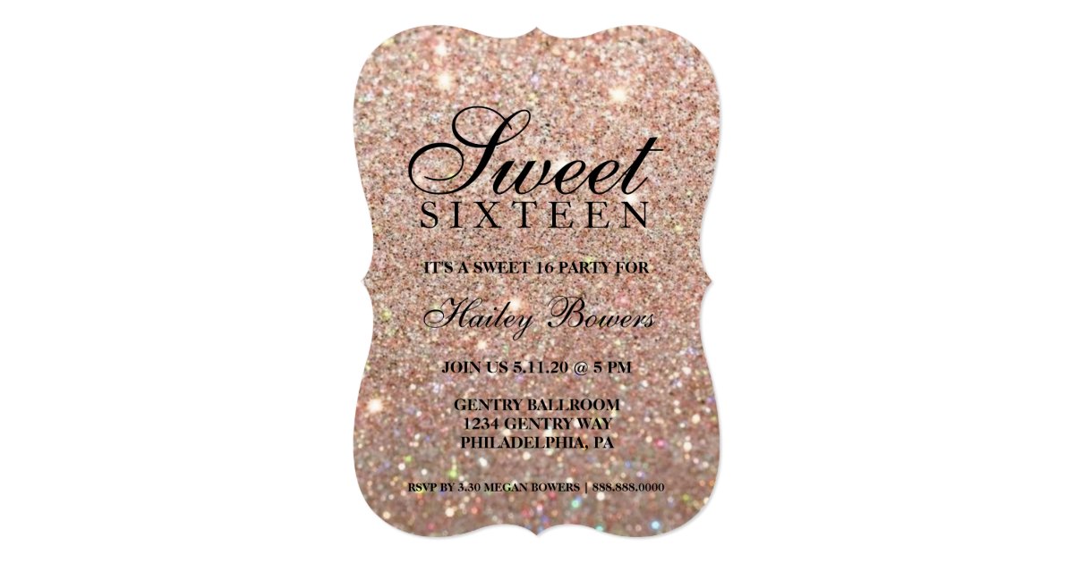 Invite Rose Gold Glit Fab Sweet Sixteen Zazzle Com