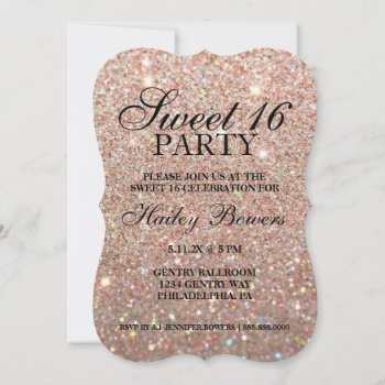 Invite - Rose Gold Glitter Fab Sweet 16 by Evented at Zazzle
