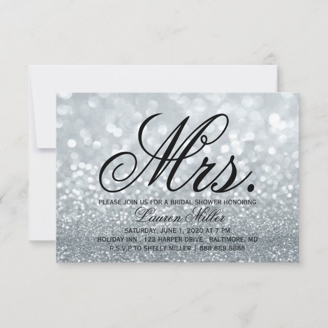 Invite - Silver Glit Fab Mrs. Bridal Shower (Front)