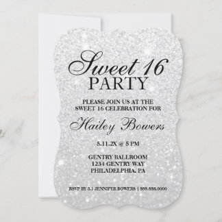 Invite - Silver Glitter Fab Sweet 16 