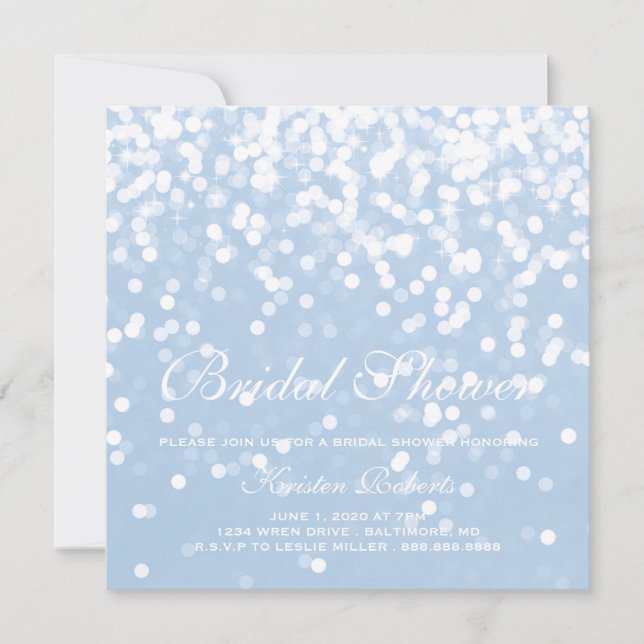 Invite - Sparkling Bridal Shower Blue (Front)
