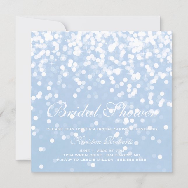 Invite - Sparkling Bridal Shower Blue (Front)