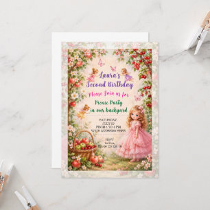 Invite to girl birthday. Picnic party.