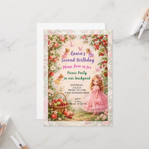 Invite to girl birthday. Picnic party.