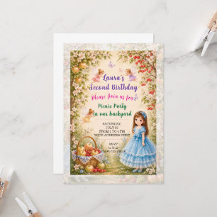Invite to girl birthday. Picnic party.