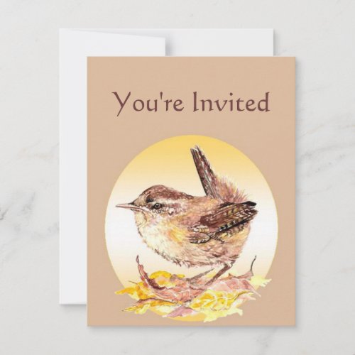 Invite Watercolor House Wren Bird Birthday Party